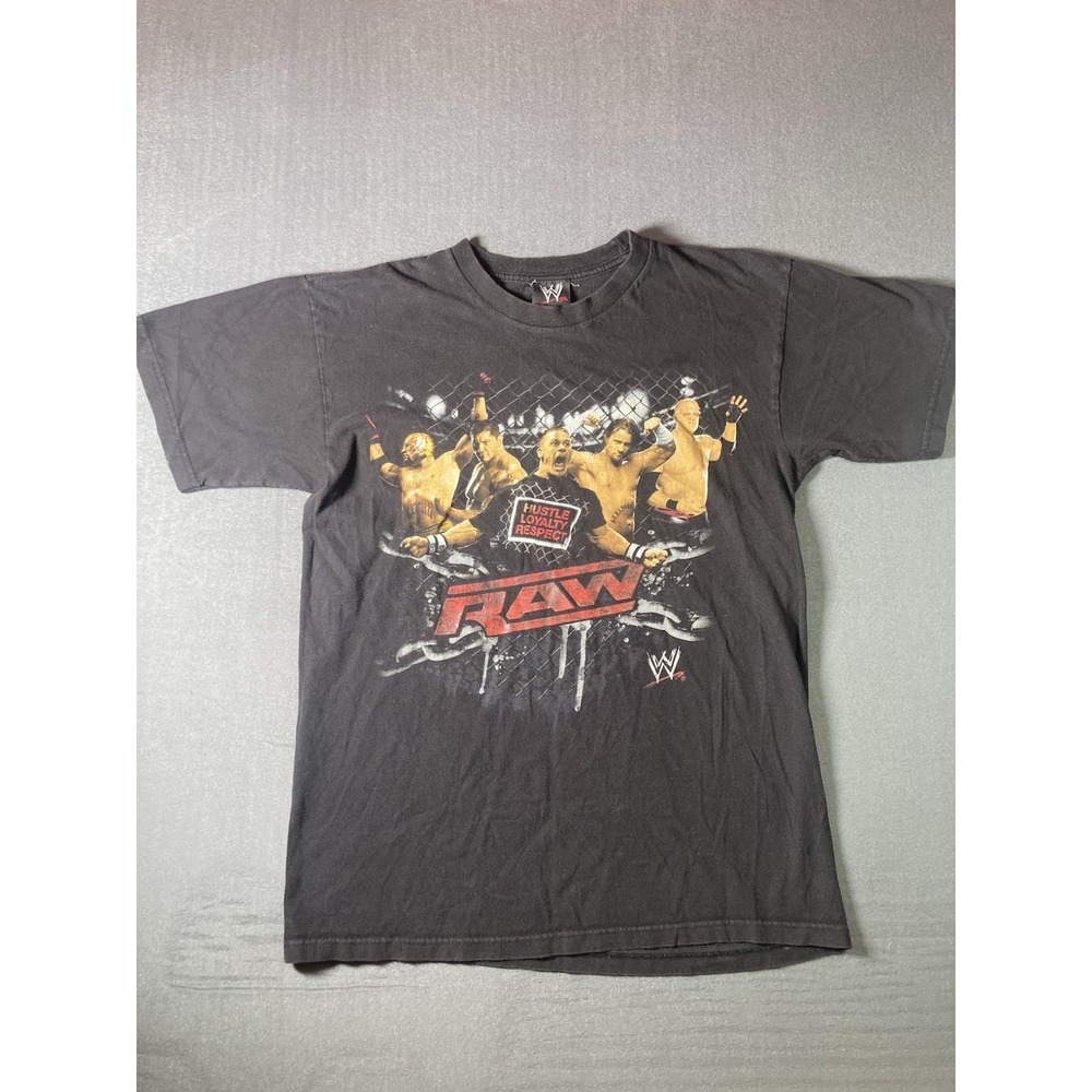 VTG WWE RAW Youth T Shirt M/L John Cena Kane Rey Mysterio Black Fade